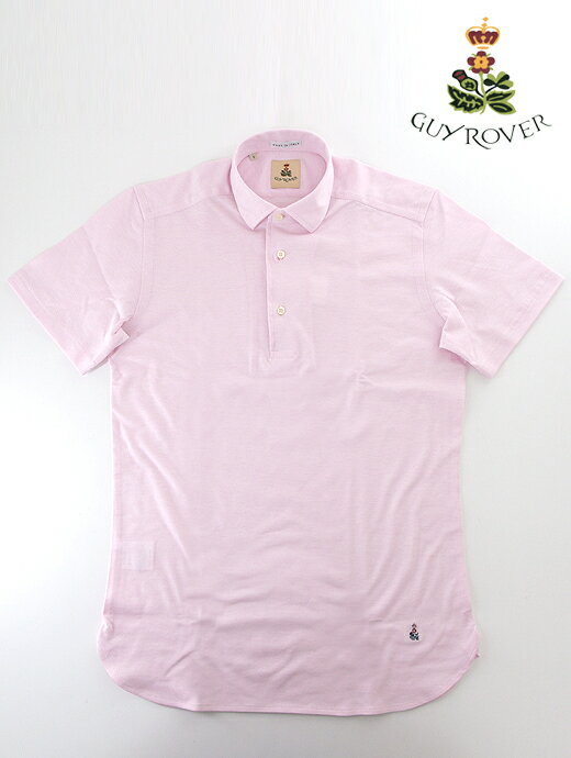 ギローバー シャツ メンズ GUY ROVER/ギローバー 鹿の子半袖ポロシャツ/ショートワイドカラー guy460406−ピンク