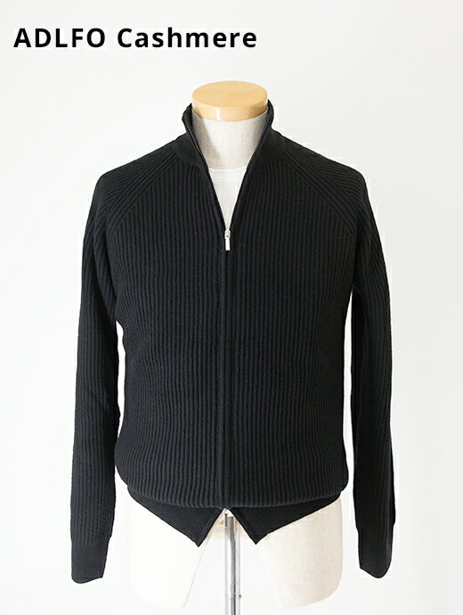 【SALE】【30%】【秋冬】 アドルフォ カシミア ADLFO Cashmere ジップアップニット/ウールカシミア ブラック adl462201