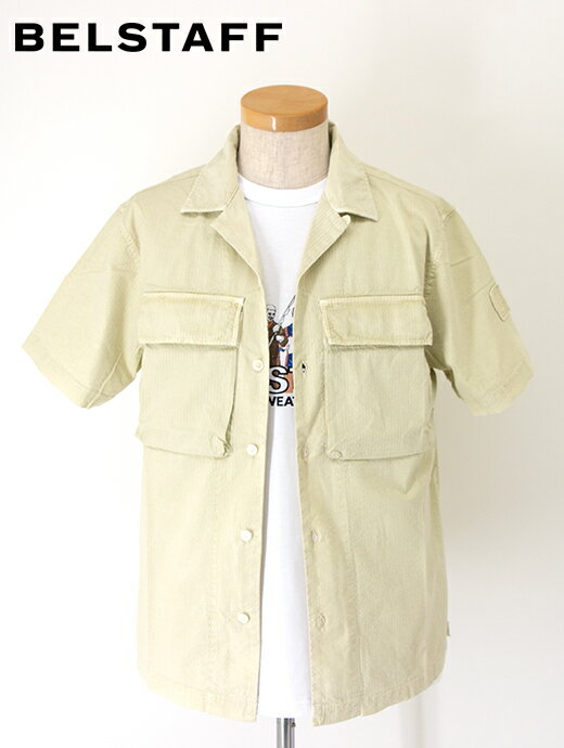 ベルスタッフ BELSTAFF 半袖オーバーシャツ/ストレッチシアサッカー/MINERAL-CASTER S/S SHIRT bel480413＿カーキベージュ