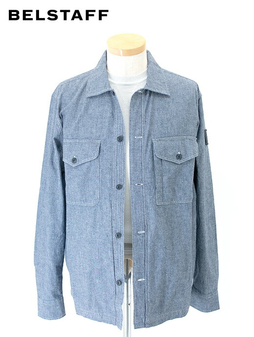 【SALE】【20%】 BELSTAFF ベルスタッフ オーバーシャツ シャツアウター コットンシャンブレー インディゴブルー CS60 OVERSHIRT bel500404