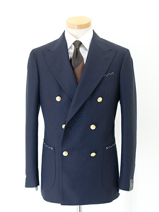 【SALE】【30%】 TITO ALLEGRETTO ティト・アレグレット Massimo Corrado コラボレーション ダブル6Bスーツ ネイビー ウールモヘア イタリア製 tit500411