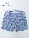 RIVEA リベア スイムショーツ ネイビーブルー×ホワイト 6インチ riv501002