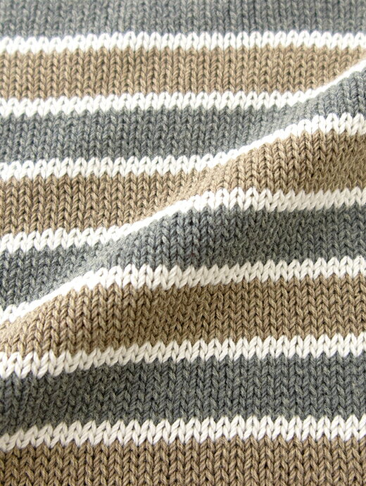 Fablizio Del Carlo ファブリツィオ・デル・カルロ ボーダー ニット グリーングレー×ライトブラウン コットンカシミア イタリア製 fdc501202 2