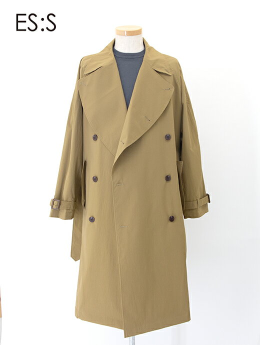 ES:S エス トレンチコート ダークマスタード ポリエステルタイプライター 日本製 ess501604