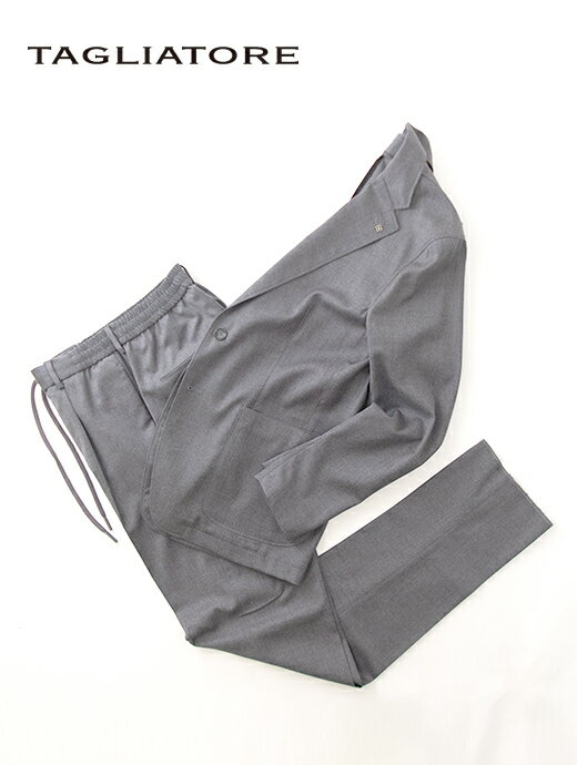 TAGLIATORE タリアトーレ スーツ セットアップ グレー ストレッチ サキソニー ウール LIGHT イタリア製 tag501804