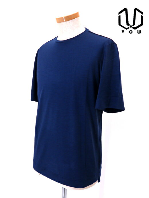 VOW ボウ Tシャツ ブルー ウールカシミア クルーネック 洗濯可 vow520412