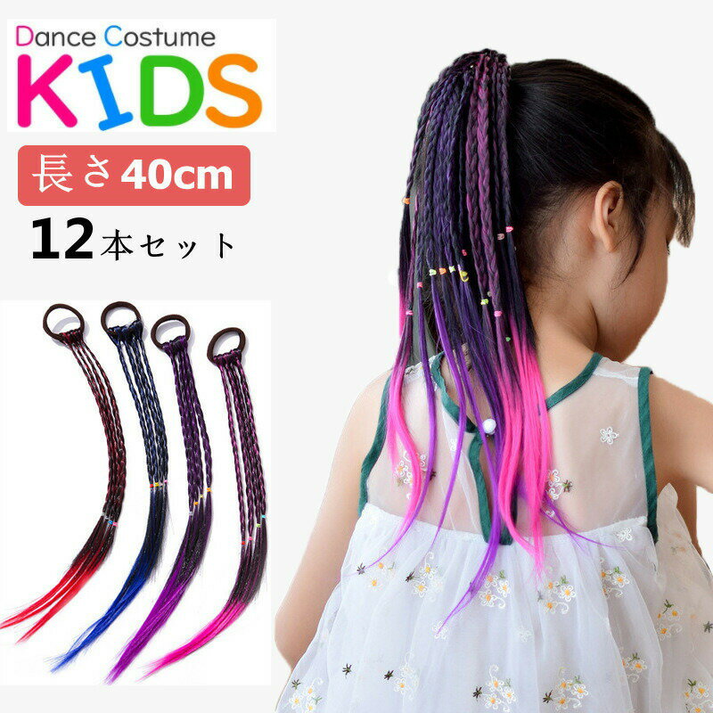 Rakuten - 【即納】エクステ 三つ編み 編み込み 12色セット 12本 グラデーション ヘアアクセサリー かつら エクステンション カラフル ウィッグ キッズ 髪 髪の毛 付け髪 ダンス エクステ ヒップホップ レゲエ ダンサー 髪型 カラフル ヒップホップ 舞台 ダンス イベント グラデ