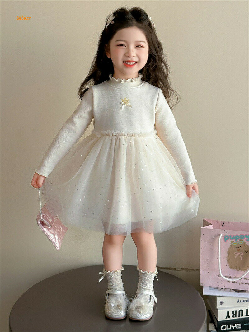 子供 ドレス 長袖 チュール キッズ ワンピース 裏起毛 子供服 セレモニー お誕生日 ベビー セレモニードレス チュールスカート 洋服 入園式 入学式 結婚式 丸襟 女の子 フォーマル 七五三 ピアノ 秋 春 冬 通園 通学 スパンコール お姫様 2