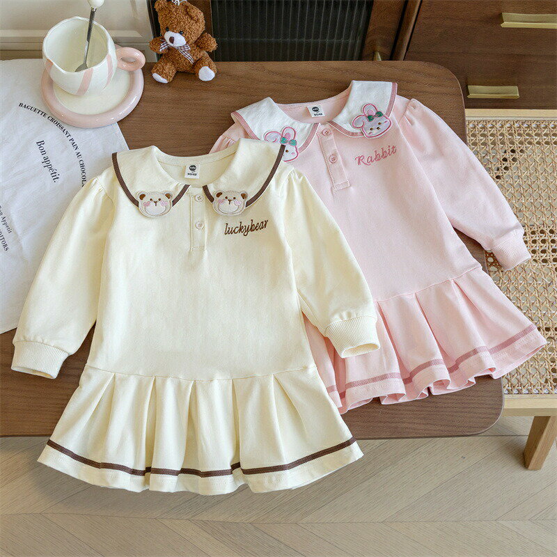ベビー服 ワンピース 長袖 丸襟 ベビーワンピース キッズ 子供服 ワンピース 春 秋...