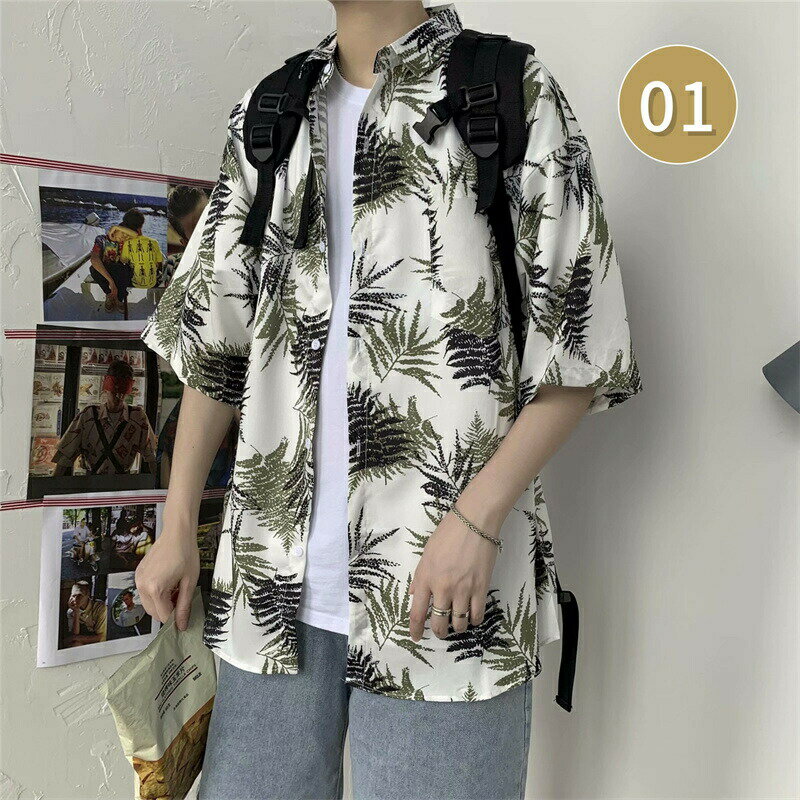 アロハシャツ メンズ ハワイ風 花柄 半袖 シャツ ハワイ 総柄 花柄シャツ 葉柄 カジュアルシャツ 男性シャツ 半袖シャツ 大きいサイズ ゆったり 薄手 涼しい サマーシャツ レディース 開襟シャツ ユニセックス 男女兼用 おしゃれ ペアルック ビーチシャツ 旅行 リゾート 海 2