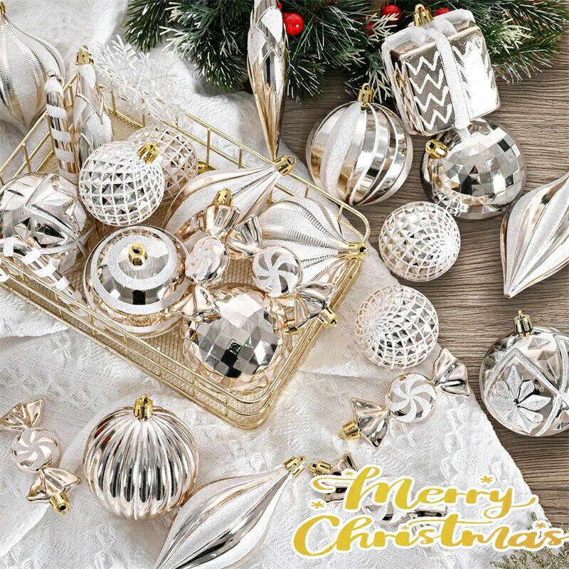 Rakuten - クリスマスボール クリスマスツリー 飾り オーナメント 飾り 直径6cm 豪華 30個セット ツリー飾り 北欧風 ゴージャスな配色 ゴールド 可愛い おしゃれ キラキラ クリスマスデコレーション クリスマス 部屋 喫茶店 店舗 ボール飾り 新年 家庭用 雰囲気が抜群 グリーン レッド