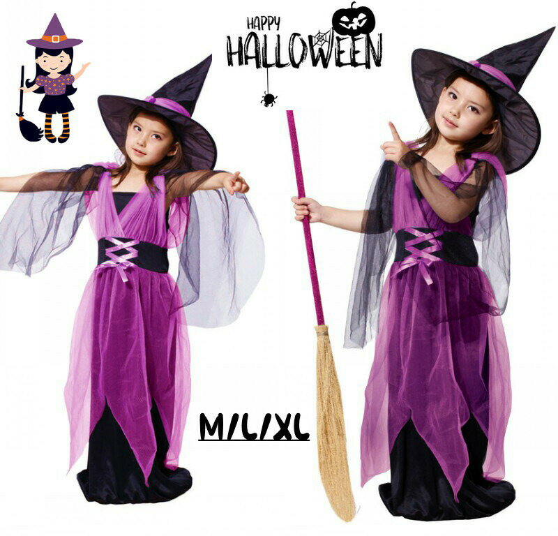 Rakuten - コスプレ衣装 女の子 仮装 ハロウィン衣装 ワンピース 帽子付き ワンピース 悪魔 魔女 ウィッチ コスプレ コスチューム 万聖節 変身 キッズ ガールズ ジュニア パーディー お遊戯会 文化祭 学園際 仮装舞会 保育園 演劇 可愛い 写真撮影 クリスマス