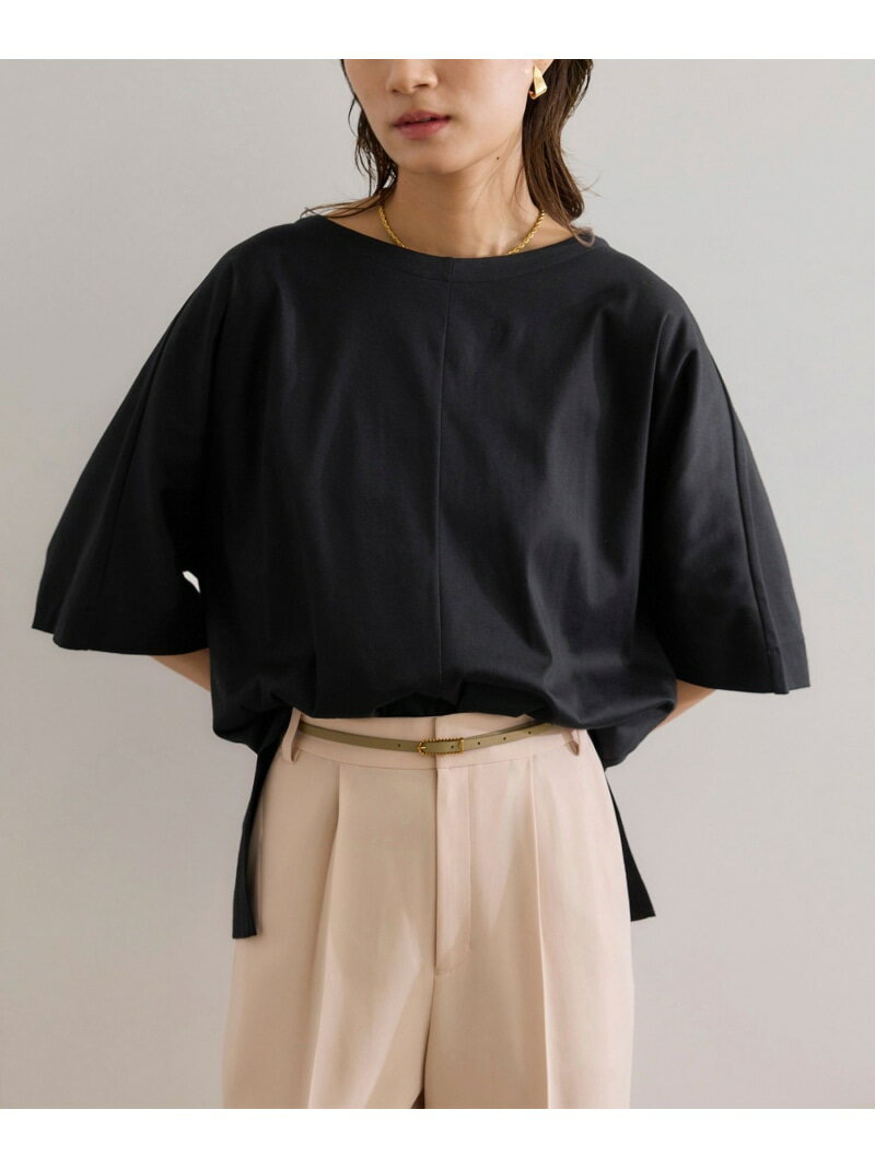 【SALE／50%OFF】【洗える・ナノシア加工】スムース半袖 Aラインカットソー ROPE' ロペ トップス カットソー・Tシャツ ブラック ホワイト グレー【RBA_E】【送料無料】[Rakuten Fashion]