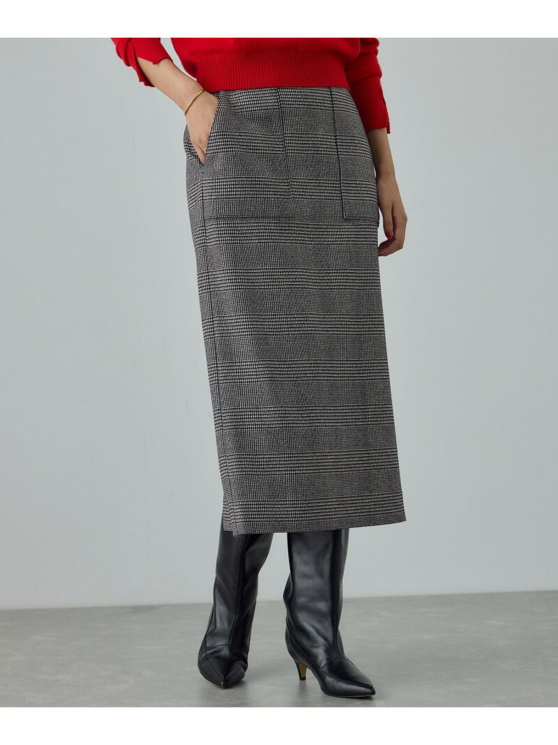 [美人スカート]ウールレーヨンポケット付きタイトスカート(ヘリンボーン/グレンチェック)/セットアップ対応 ROPE' ロペ スカート その他のスカート ブラック【先行予約】*【送料無料】[Rakuten Fashion]