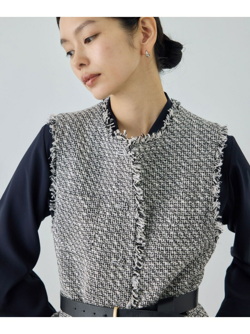 ミックスツイードジレベスト/26SS ROPE' ロペ トップス ベスト・ジレ ホワイト ネイビー ブラック【先行予約】*【送料無料】[Rakuten Fashion]