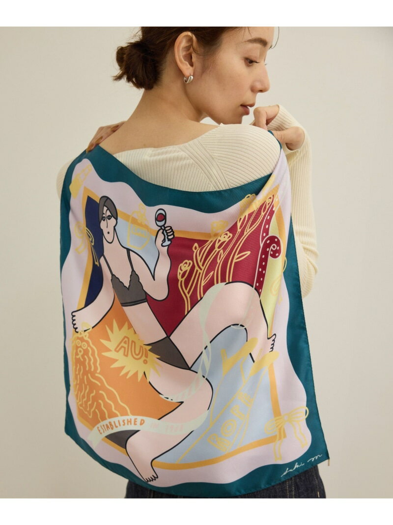 Silk - 【SALE／30%OFF】【4 ARTIST for ROPE'】コラボ シルクスカーフ/Sサイズ ROPE' ロペ ファッション雑貨 スカーフ・バンダナ ピンク グリーン ブルー レッド【RBA_E】【送料無料】[Rakuten Fashion]