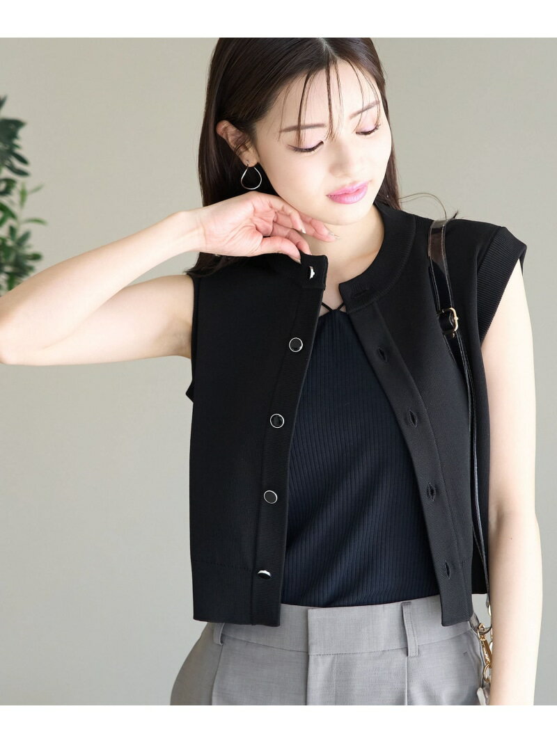 【SALE／50%OFF】ニットベストカーディガン ROPE' PICNIC ロペピクニック トップス ベスト・ジレ ブルー ブラック ベージュ【RBA_E】[Rakuten Fashion]