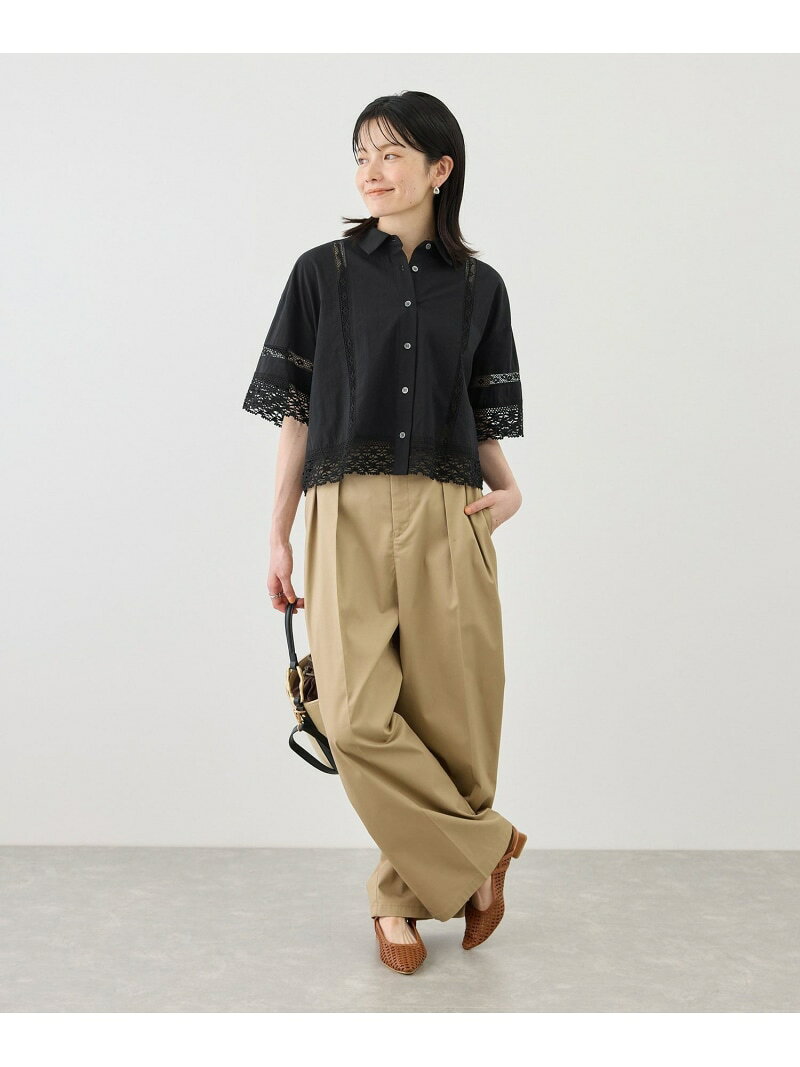 レースシャツ ROPE' PICNIC ロペピクニック トップス シャツ・ブラウス ブラック ホワイト【送料無料】[Rakuten Fashion] ropepicnic-10025544 ROPE PICNIC/ロペピクニック サンプル画像3