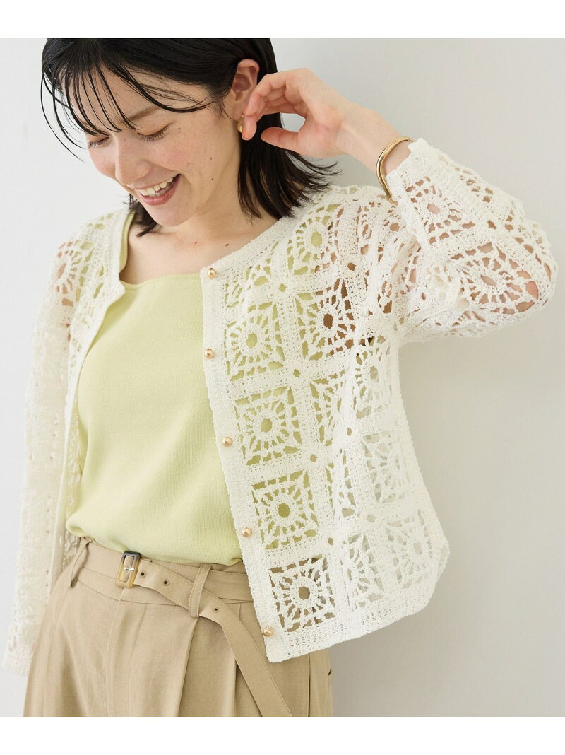クロシェニットカーディガン ROPE' PICNIC ロペピクニック トップス カーディガン ブラウン ベージュ【送料無料】[Rakuten Fashion] ropepicnic-10025549 ROPE PICNIC/ロペピクニック パッケージ画像