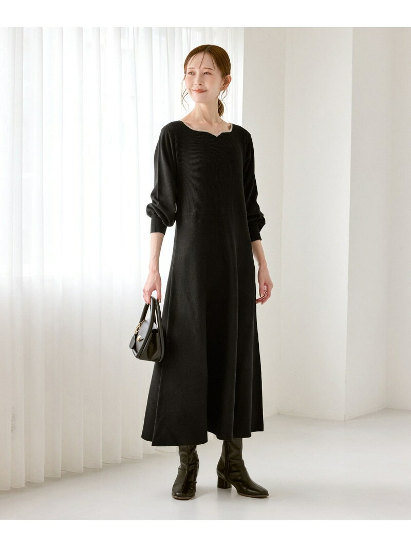 【SALE／30%OFF】ハートネックニットワンピース ROPE' PICNIC ロペピクニック ワンピース・ドレス ワンピース ブラック ベージュ【RBA_E】【送料無料】[Rakuten Fashion] ropepicnic-10024993 ROPE PICNIC/ロペピクニック サンプル画像3