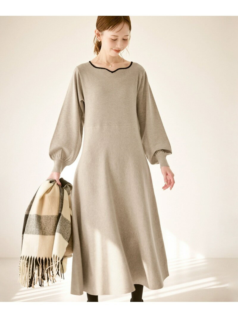 ハートネックニットワンピース ROPE' PICNIC ロペピクニック ワンピース・ドレス ワンピース ブラック ..