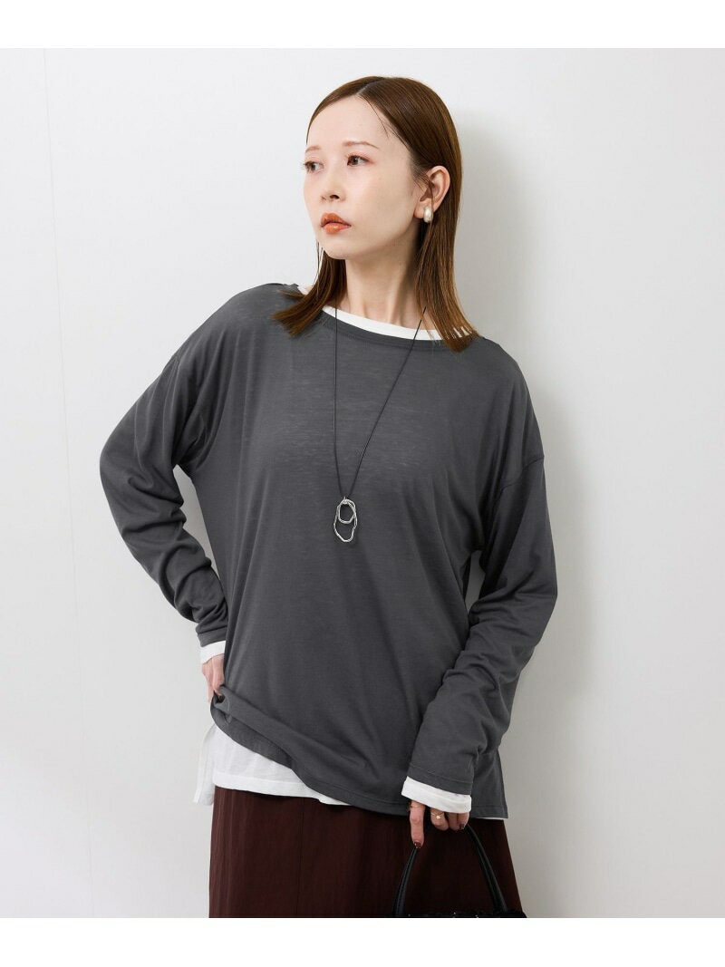 【SALE／50%OFF】シアーロングスリーブTシャツ ROPE' PICNIC ロペピクニック トップス カットソー・Tシャツ グレー ホワイト【RBA_E】[Rakuten Fashion] ropepicnic-10024783 ROPE PICNIC/ロペピクニック サンプル画像2