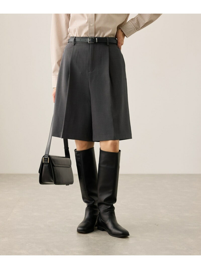 ウエストタックハーフパンツ ROPE' PICNIC ロペピクニック パンツ その他のパンツ ベージュ ブラック グレー【送料無料】[Rakuten Fashion]