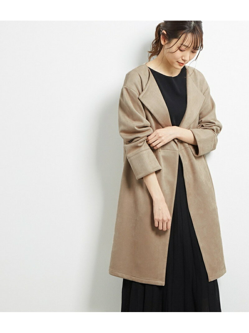 【SALE／50%OFF】マシュマロタッチノーカラーコート ROPE' PICNIC ロペピクニック ジャケット・アウター その他のジャケット・アウター ブラウン ベージュ【RBA_E】【送料無料】[Rakuten Fashion]のサムネイル