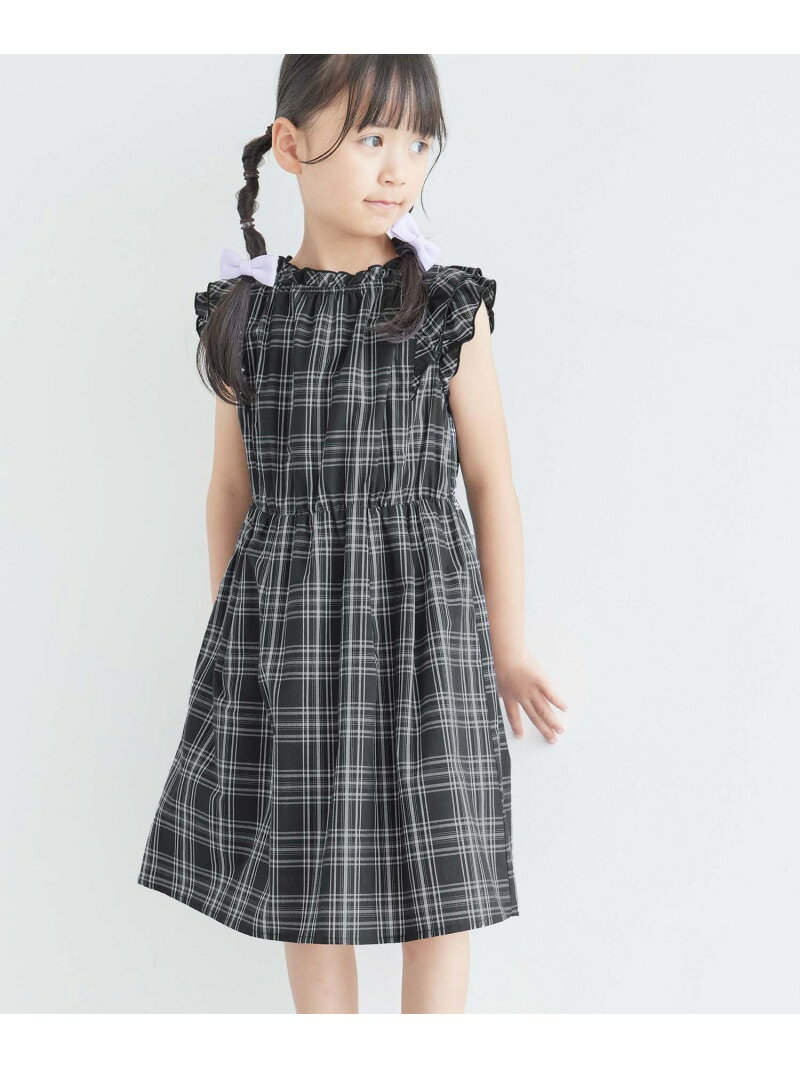 ロペピクニック ワンピース 【KIDS】チェック柄フリルワンピース ROPE' PICNIC KIDS ロペピクニック ワンピース・ドレス ワンピース ブラック ホワイト【送料無料】[Rakuten Fashion]