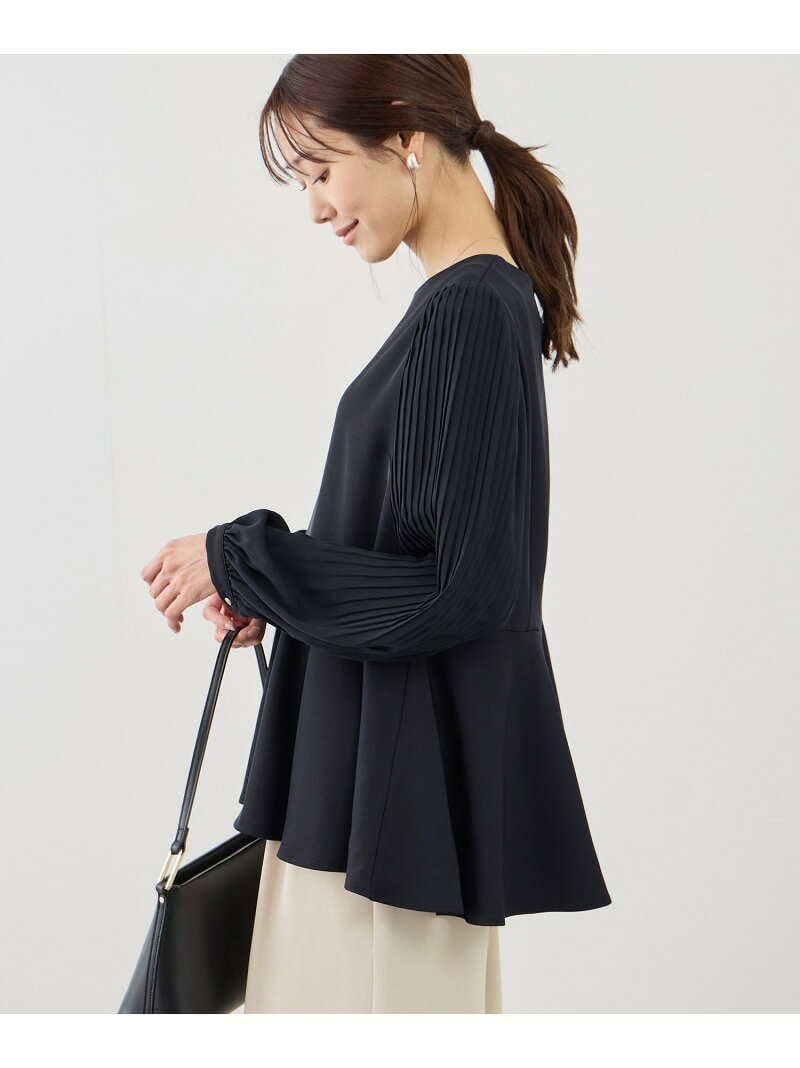 【SALE／30%OFF】袖プリーツフレアブラウス ROPE' PICNIC ロペピクニック トップス シャツ・ブラウス ホワイト グレー ネイビー【RBA_E】[Rakuten Fashion] ropepicnic-10025147 ROPE PICNIC/ロペピクニック サンプル画像3