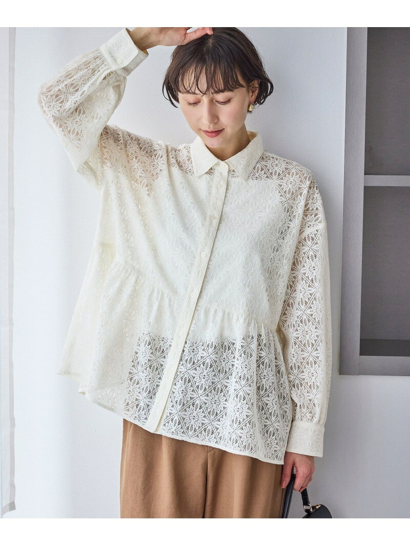 【SALE／50%OFF】レースペプラムシャツブラウス ROPE' PICNIC ロペピクニック トップス シャツ・ブラウス ベージュ【RBA_E】[Rakuten Fashion] ropepicnic-10025161 ROPE PICNIC/ロペピクニック サンプル画像2