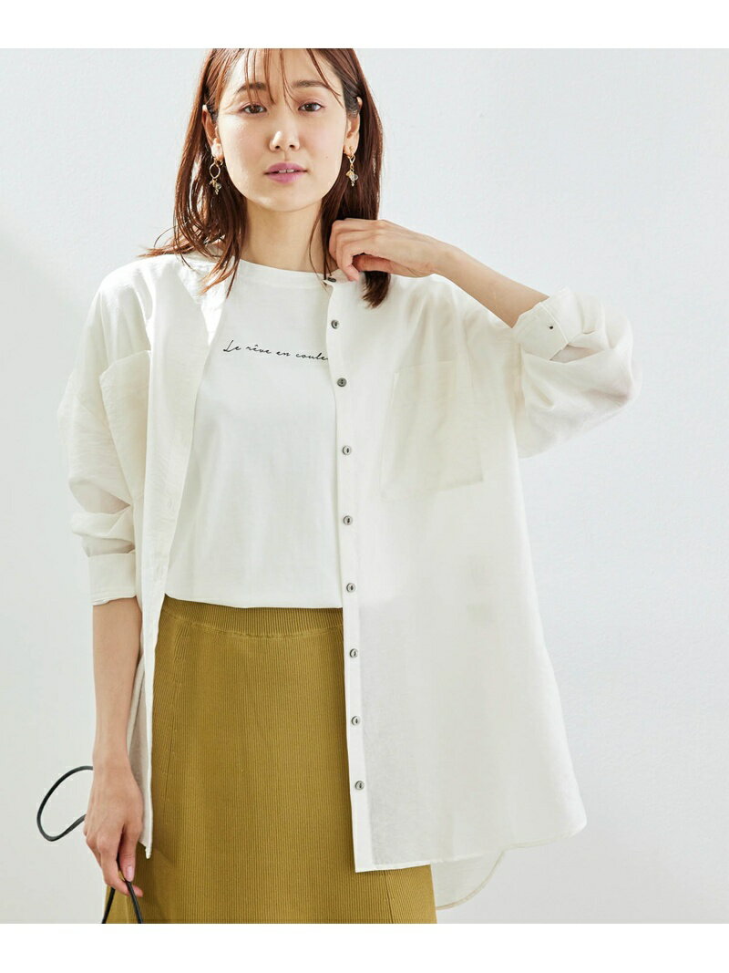 バンドカラーシアーチュニック ROPE' PICNIC ロペピクニック トップス シャツ・ブラウス ホワイト ブラウン ベージュ グリーン イエロー【送料無料】[Rakuten Fashion]のサムネイル