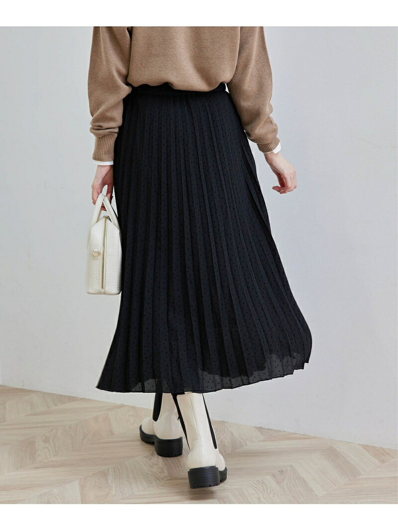 ドットフロッキープリーツスカート ROPE' PICNIC ロペピクニック スカート その他のスカート ブラック ホワイト ブラウン【送料無料】[Rakuten Fashion]のサムネイル