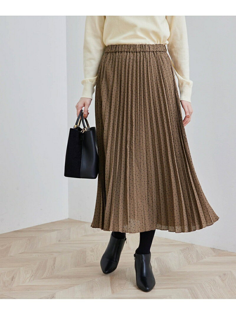 ドットフロッキープリーツスカート ROPE' PICNIC ロペピクニック スカート その他のスカート ブラック ホワイト ブラウン【送料無料】[Rakuten Fashion]