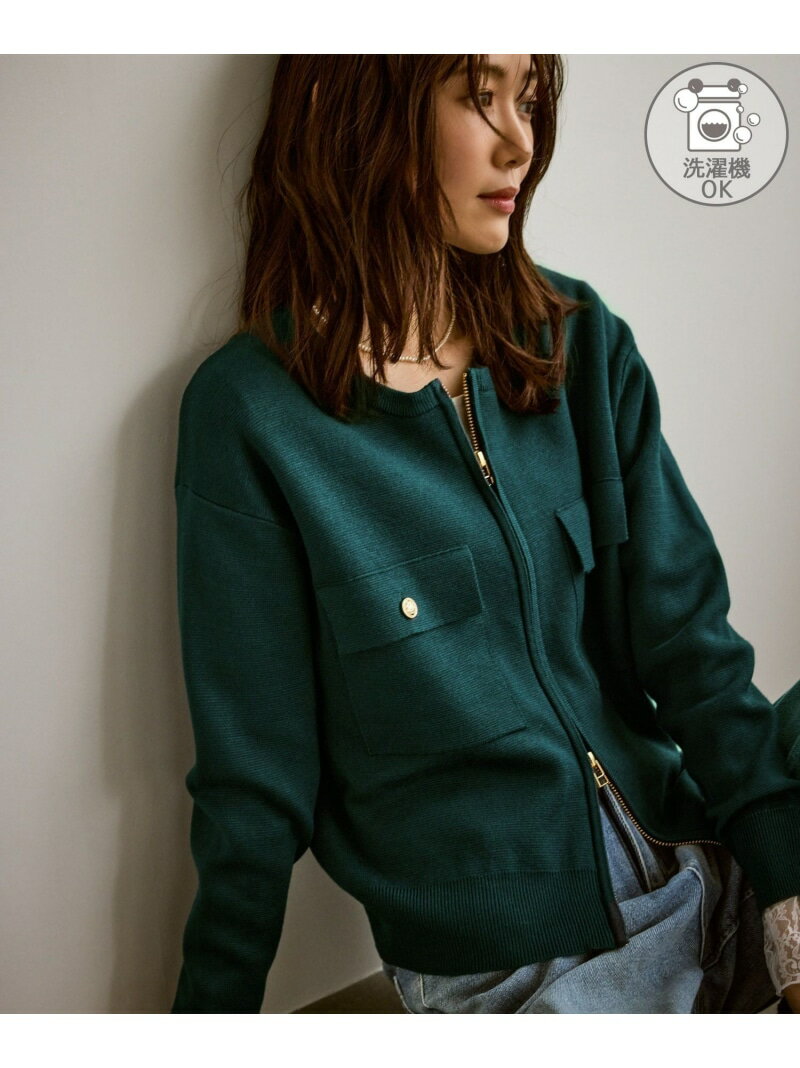 【WEB限定】ミラノリブジップアップカーディガン/イージーケア ROPE' PICNIC ロペピクニック トップス カーディガン グリーン ベージュ ブラック レッド【送料無料】[Rakuten Fashion]