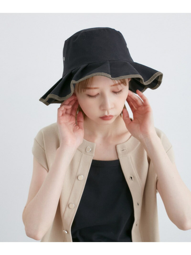 ロペピクニック 帽子 レディース 遮光麻混プリーツハット ROPE' PICNIC PASSAGE ロペピクニック 帽子 ハット ブラック ホワイト ブラウン ブルー【先行予約】*[Rakuten Fashion]