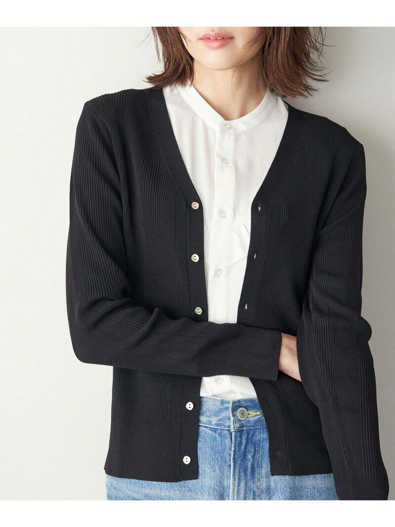 【SALE／24%OFF】Beauty knit/UVカット・洗濯機OK/ランダムリブニットカーディガン ROPE' PICNIC ロペピクニック トップス カーディガン ブラック グレー ホワイト ブルー【RBA_E】【送料無料】[Rakuten Fashion]のサムネイル