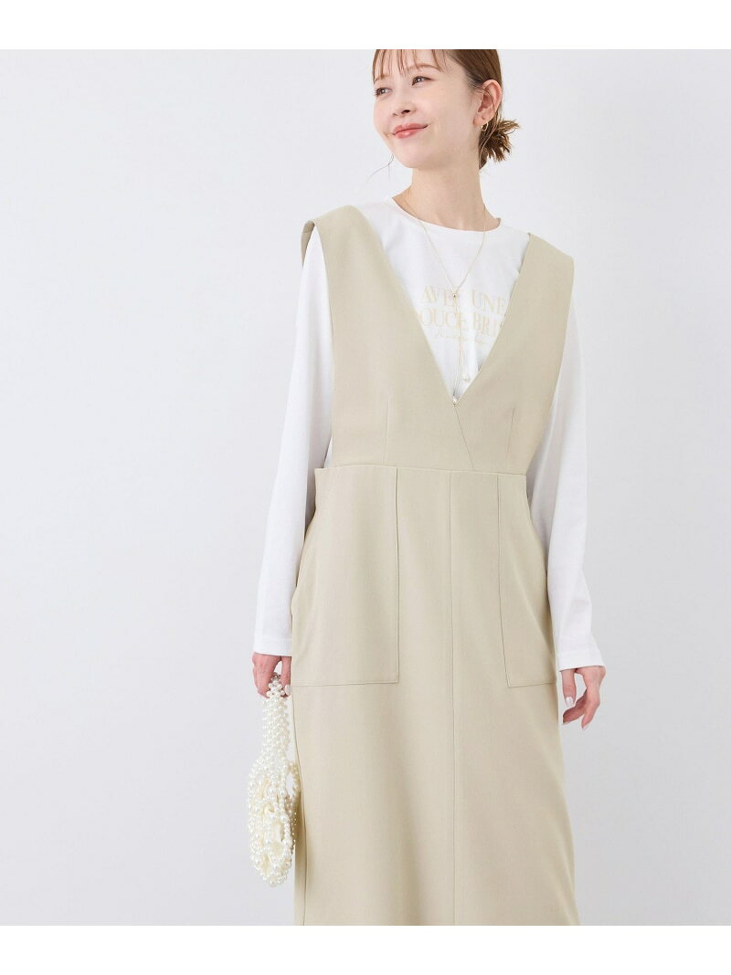 【SALE／50%OFF】デザインポケットジャンパースカート ROPE' PICNIC ロペピクニック ワンピース・ドレス ジャンパースカート ベージュ ブラック【RBA_E】[Rakuten Fashion] ropepicnic-10024104 ROPE PICNIC/ロペピクニック サンプル画像3