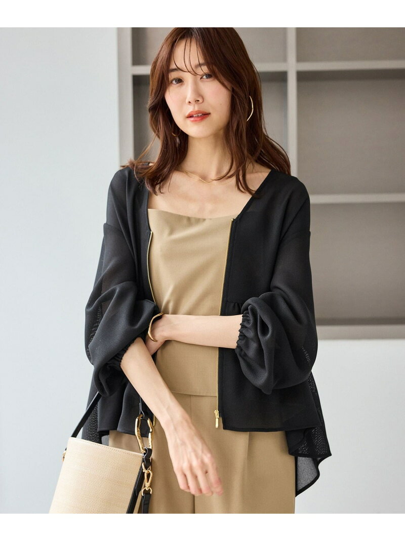 【SALE／20%OFF】メッシュペプラムブルゾン ROPE' PICNIC ロペピクニック ジャケット・アウター ブルゾン・ジャンパー ネイビー ブラック ホワイト ベージュ【RBA_E】【送料無料】[Rakuten Fashion] ropepicnic-10025304 ROPE PICNIC/ロペピクニック サンプル画像2