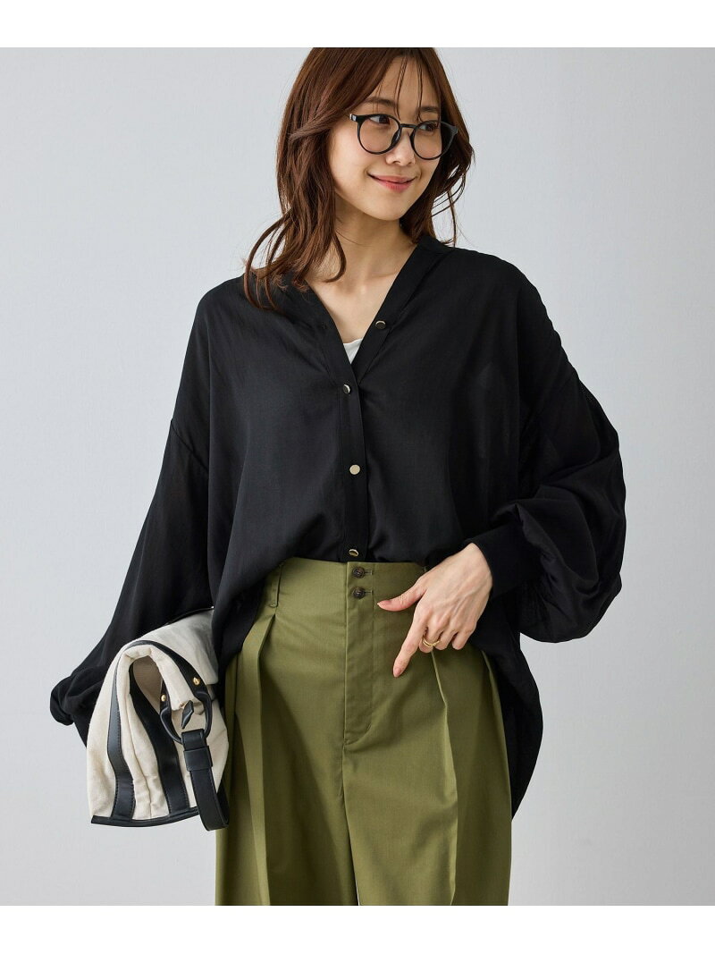 【SALE／9%OFF】布帛シアーカーディガンブラウス ROPE' PICNIC ロペピクニック トップス シャツ・ブラウス ベージュ ブラック【RBA_E】【送料無料】[Rakuten Fashion] ropepicnic-10025400 ROPE PICNIC/ロペピクニック サンプル画像2