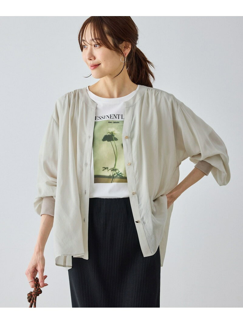 【SALE／9%OFF】布帛シアーカーディガンブラウス ROPE' PICNIC ロペピクニック トップス シャツ・ブラウス ベージュ ブラック【RBA_E】【送料無料】[Rakuten Fashion] ropepicnic-10025400 ROPE PICNIC/ロペピクニック サンプル画像3