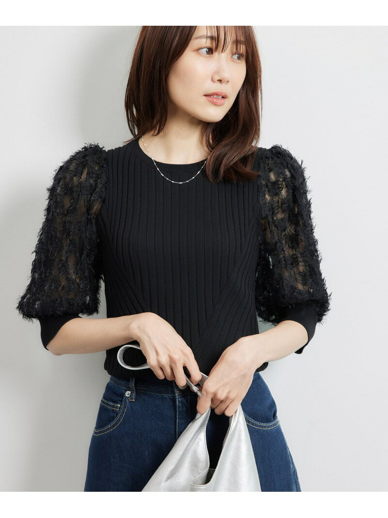 【SALE／50%OFF】袖レースニットプルオーバー ROPE' PICNIC ロペピクニック トップス ニット ブルー ブラック グレー【RBA_E】[Rakuten Fashion]のサムネイル