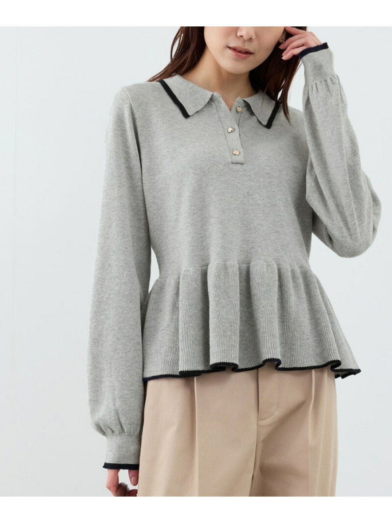 【SALE／40%OFF】ペプラムポロカラーニット ROPE' PICNIC ロペピクニック トップス ニット ホワイト グレー ネイビー グリーン【RBA_E】[Rakuten Fashion] ropepicnic-10025223 ROPE PICNIC/ロペピクニック サンプル画像2