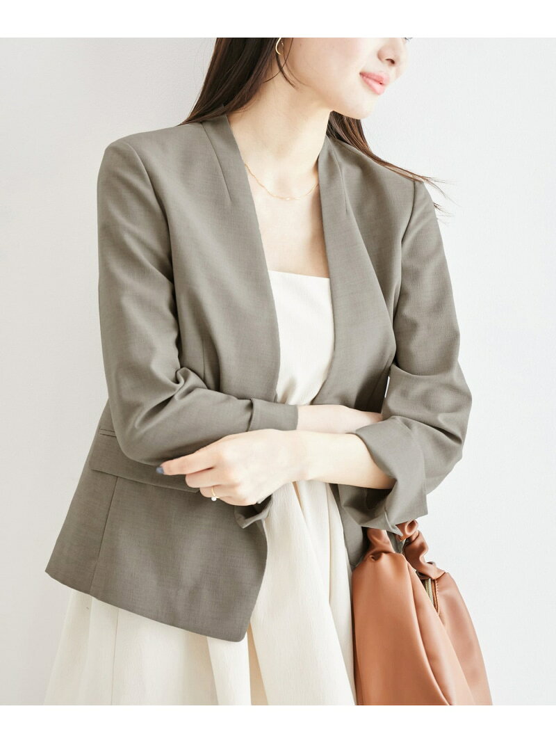 【SALE／26%OFF】リネンライクノーラペルジャケット/セットアップ対応・UVケア ROPE' PICNIC ロペピクニック ジャケット・アウター ノーカラージャケット ネイビー グレー ブラウン【RBA_E】【送料無料】[Rakuten Fashion] ropepicnic-10023010 ROPE PICNIC/ロペピクニック サンプル画像2