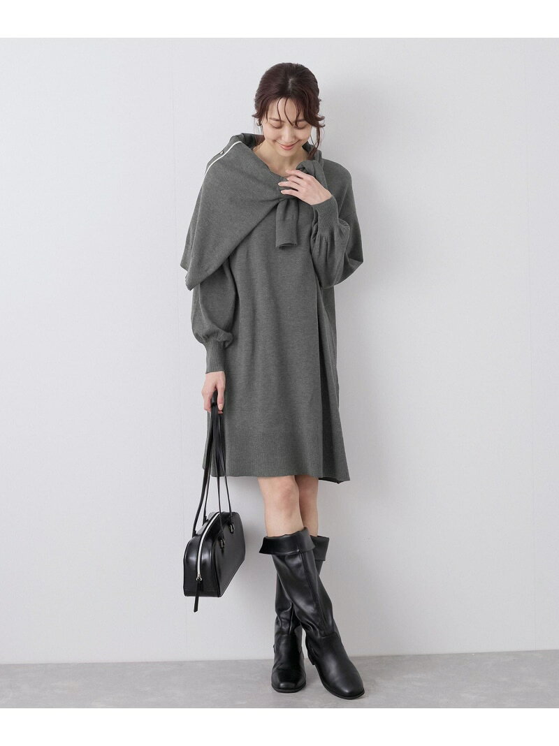 【SALE／50%OFF】Vネックチュニックニットワンピース/保温 ROPE' PICNIC ロペピクニック ワンピース・ドレス ワンピース グレー【RBA_E】[Rakuten Fashion] ropepicnic-10023859 ROPE PICNIC/ロペピクニック サンプル画像3