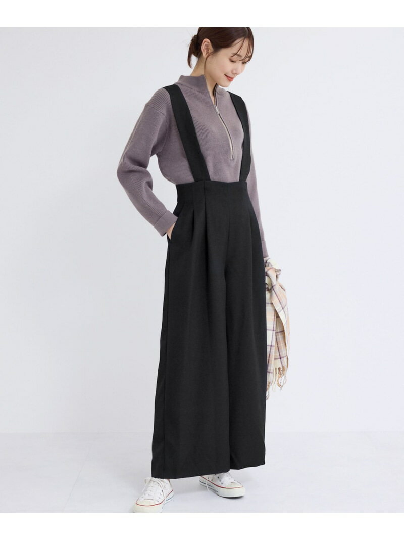 【SALE／55%OFF】ウールライクサスペンダー付きパンツ ROPE' PICNIC ロペピクニック パンツ その他のパンツ ブラック ブラウン グレー【RBA_E】[Rakuten Fashion]のサムネイル