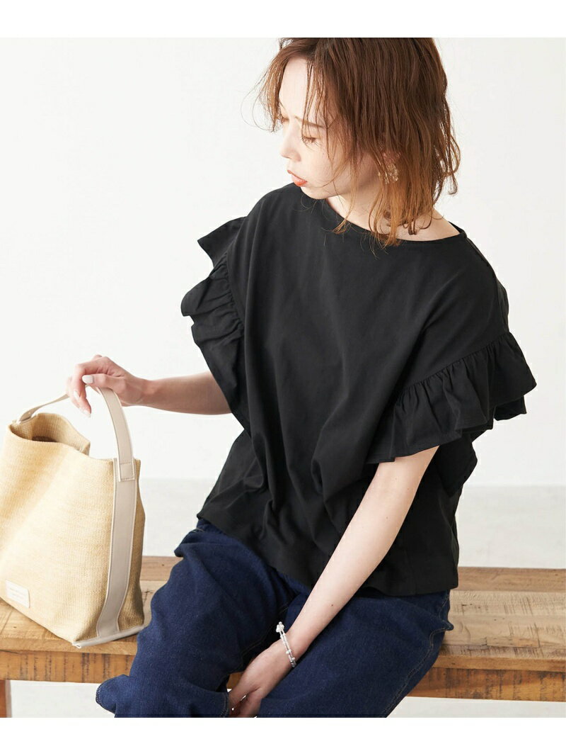 【SALE／50%OFF】TRUE COTTON/フリルカットトップス ROPE' PICNIC ロペピクニック カットソー カットソーその他 ブラック ホワイト グリーン パープル【RBA_E】[Rakuten Fashion]