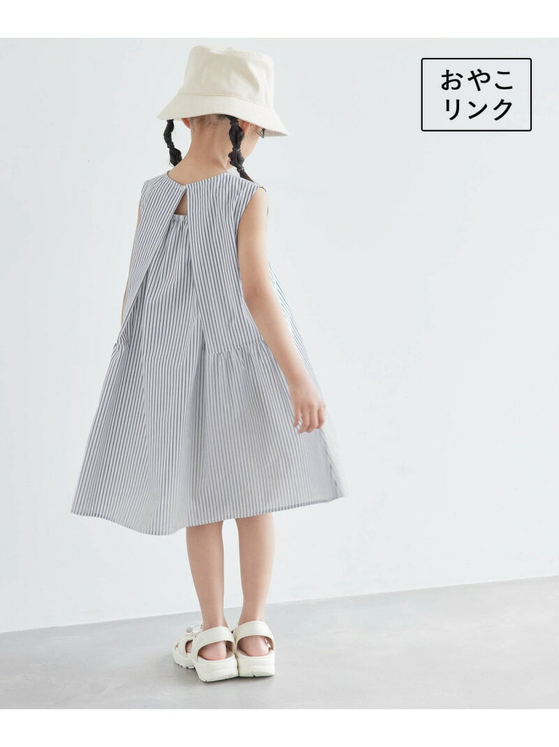 ロペピクニック ワンピース 【KIDS】ストライプノースリーブタックワンピース/リンクコーデ ROPE' PICNIC KIDS ロペピクニック ワンピース・ドレス ワンピース ブルー ピンク[Rakuten Fashion]