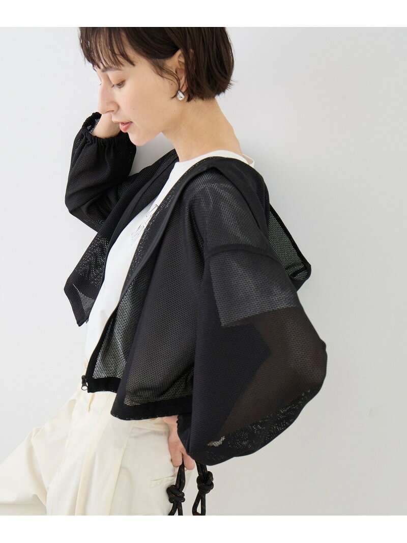 樂天商城 - 絡み織フーディージップブルゾン ROPE' PICNIC ロペピクニック ジャケット・アウター ブルゾン・ジャンパー ブラック ホワイト【送料無料】[Rakuten Fashion]