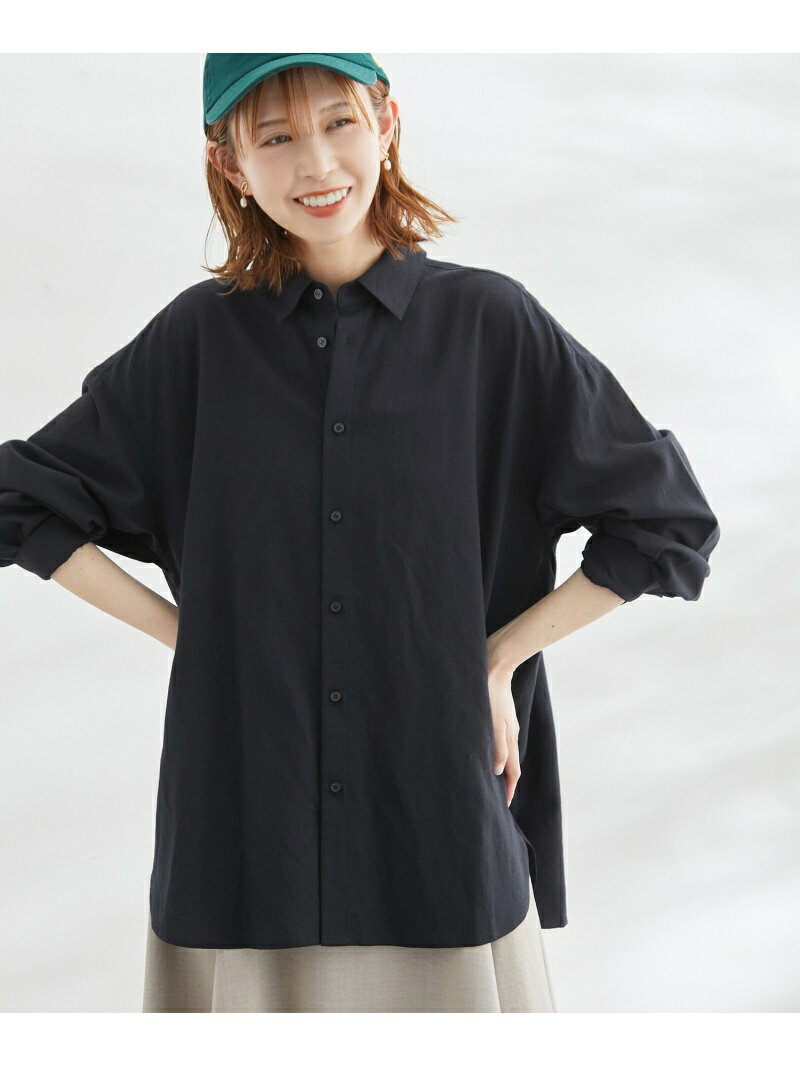 ロペピクニック トップス レディース 【SALE／45%OFF】洗える/麻混カラーシャツ ROPE' PICNIC ロペピクニック トップス シャツ・ブラウス ブラック ホワイト ブルー オレンジ【RBA_E】[Rakuten Fashion]